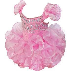 Baby Girls Handmade Beaded Dresses Pageant Dress Birthday Dresses infent Princess Dress