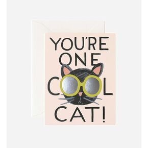 RIFLE PAPER CO. Greeting Card Boxed Set of 8 | Blank Interior Lets Your Thoughtful Handwritten Note Take Center Stage (Artisanally Crafted in the USA, 4.25" L x 5.5" W), Cool Cat