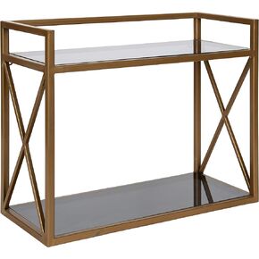 Kate and Laurel Blex Glam 2-Tier Metal and Glass Wall Shelf, 18 x 8 x 15, Gold, Chic Floating Shelf for Wall Display and Storage