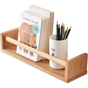 Floating Shelves, Oak Nursery Floating Shelves for Wall Mounted, Wall Bookshelf for Kids,Hanging Shelf for Baby Nursery Room Decor Kitchen, Natural Wood Wall Shelves,32 Inch