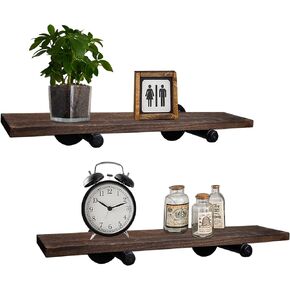 DSDS Wall Mounted Floating Shelves, 23.6 Inch Rustic Farmhouse Floating Shelves，Wall Mounted Wood Shelving Storage Home Decor for Bathroom Living Room Bedroom Kitchen Office（23.6×5.5 inch，Set of 2）