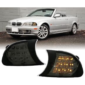 USR DEPO 02-03 E46 2D LED Corner Light - Full Amber LED Screw-On Turn Signal Lamp (Left + Right) Compatible with 2002-2003 BMW E46 Coupe Cabrio 325 330 and 2002-2006 E46 M3 (Smoke Lens, Plug and Play)