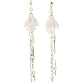 Colorful Fishtail Earrings for Women Teen Girls Mermaid Drop Earrings (White #A)