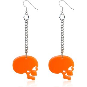 70s 80s 90s Halloween Skeleton Earrings Spooky Skull Skeleton Long Tassel Dangle Earrings for Women Girls Light Weight Costume Dress Up Ghost Earrings