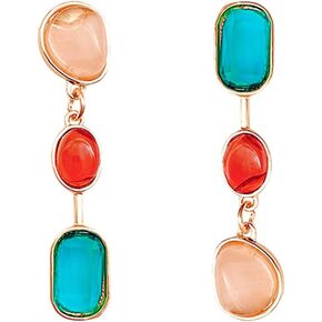 Colorful Resin Geometric Earrings Asymmetric Gold Plated Vintage Elegant Layered Irregular Oval Rectangle Tassel Lightweight Dangle Drop Earrings for Women Teen Girls Birthday Party Fashion Jewelry Gifts