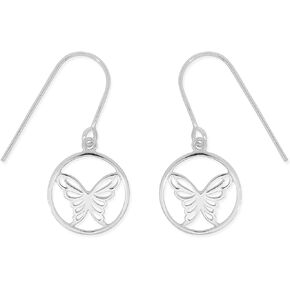 Boma Jewelry Sterling Cutout Butterfly Circle Drop Dangle Earrings
