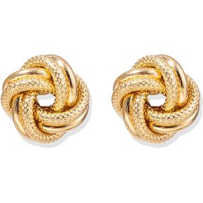 Gold Statement Earrings Geometric Chunky Earrings Gold Knot Earrings Large Geometric Stud Earrings Twisted Trendy Stud Earring Spring Summer Earrings for Women 2024