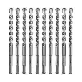 SALI 10PCS 1/2"*8" SDS Plus Rotary Hammer Drill Bit Concrete Drill Bit Kit Cross-Type Double Thread Carbide Material Suitable for Concrete, Brick, Cement Walls, Stone, Hammer Drill Bits for Concrete