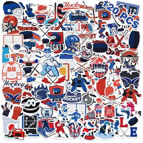 Aolamegs 120 Pcs Ice Hockey Stickers, Funny Hockey Theme Stickers, Hockey Party Favors, Waterproof Vinyl Hockey Stickers for Water Bottle Laptop Phone