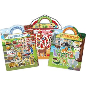 Reusable Puffy Sticker Book - 80+ Farm,Vehicles, Animals Restickable Stickers, Activities for Toddlers & Children Aged 1-3, 2-4, 4-8, Kids' Travel Car & Airplane Entertainment - Toy for Boys & Girls