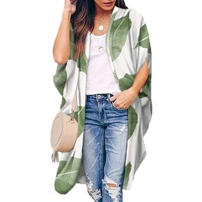 ChainJoy Women Soft Long Kimono Cardigans Half Sleeve