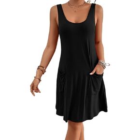 Bsubseach Cover Ups for Swimwear Women Summer Dresses Sleeveless Swimsuit Coverup Mini Beach Dress with Pockets