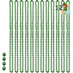 12 Pcs 33" Green Beads Necklace Bulk - Shamrock Clover Shape Green Plastic Bead Necklaces Bundle for Mardi Gras Throws, Party Costume, St Patrick's Day Decorations in Kuwait