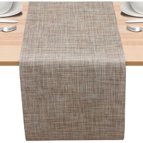 FYY Table Runner 72 Inches Long, Farmhouse Style Table Runner Heat Resistant Non-Slip Washable PVC Stain Resistant Woven Vinyl for Kitchen Dining Table Outdoor Party Holiday Decoration, 12 x 72 Inch