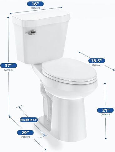 21"Toilet, Elongated Toilets for Bathrooms, Two-Piece Toilet with Soft Close Seat, 1.28 Siphonic Flush Toilet with Universal Height ADA Cotton White in Saudi Arabia