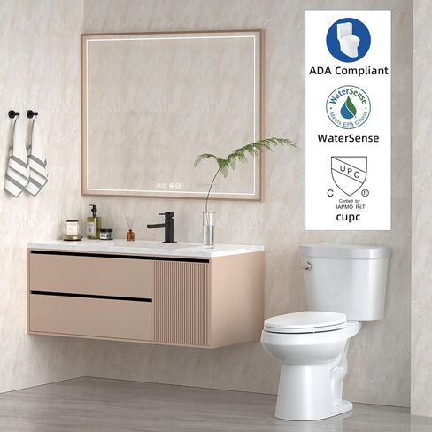 21"Toilet, Elongated Toilets for Bathrooms, Two-Piece Toilet with Soft Close Seat, 1.28 Siphonic Flush Toilet with Universal Height ADA Cotton White in Saudi Arabia