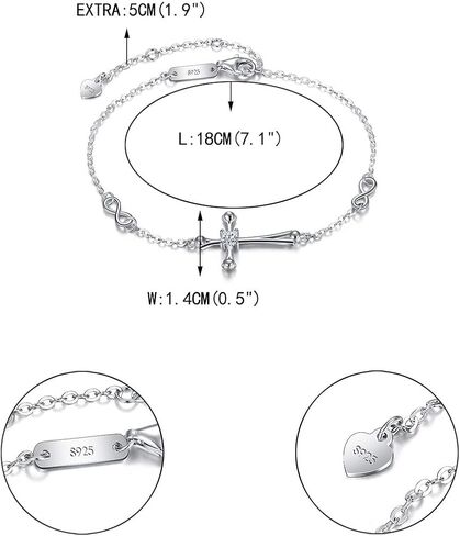 EVER FAITH 925 Sterling Silver CZ Cross Necklace Religious Church Sideways Cross Choker Infinity Charm Bracelet Link Jewelry Set for Women in Saudi Arabia
