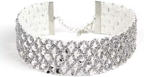Sparkling Wide Sexy Lace Velvet Short Collar Necklace for Women Girls Black Shiny Alloy Sexy Choker Necklace Chunky Short Necklace Party Costume Jewelry in Saudi Arabia
