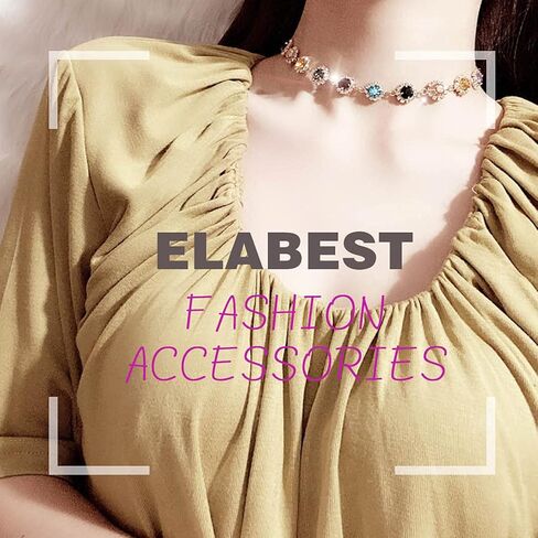 ELABEST قلادة كريستال حجر الراين بلينغ المختنق الملونة بلينغ سلسلة حفلة ملهى ليلي الكرة زي مجوهرات للنساء in Kuwait