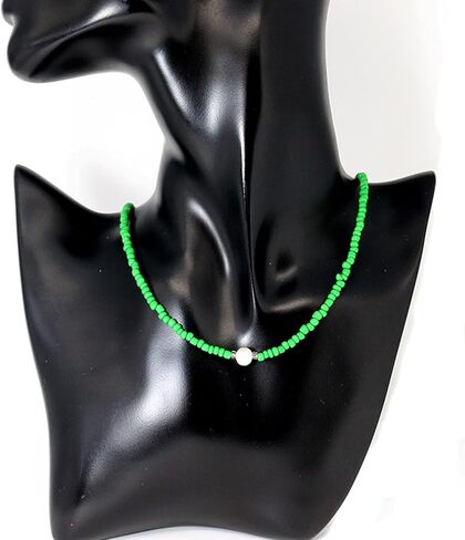 الأخضر مطرز المختنق قلادة البوهيمي Adjusatble حساسة المياه العذبة اللؤلؤ قلادة القلائد أزياء الصيف المجوهرات هدية للنساء فتاة الذهب الأبيض مطلي in Kuwait