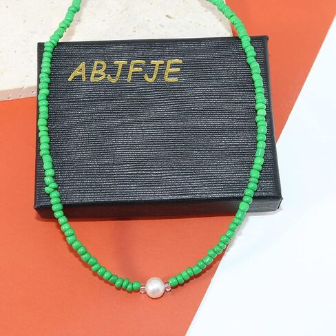 الأخضر مطرز المختنق قلادة البوهيمي Adjusatble حساسة المياه العذبة اللؤلؤ قلادة القلائد أزياء الصيف المجوهرات هدية للنساء فتاة الذهب الأبيض مطلي in Kuwait