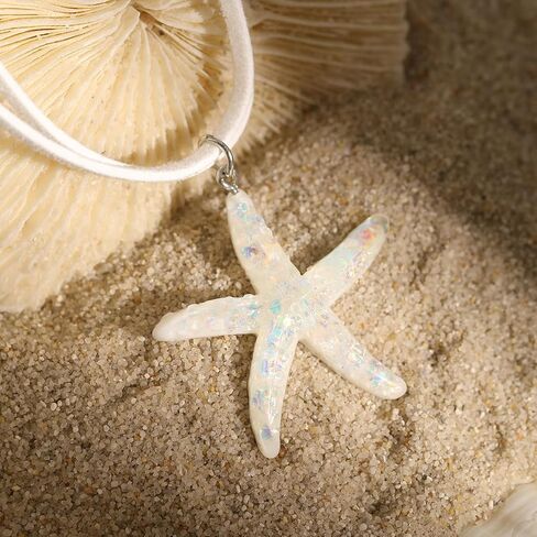 Gold Starfish Pendant Necklace For Women Fringe Necklace Boho Layered Starfish Pendant Choker Trendy White Velvet Necklace Summer Beach Necklaces for Women and Teen Girls in Saudi Arabia