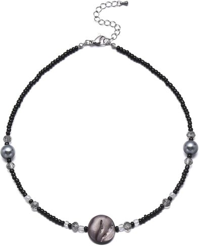 قلادة مطرزة للنساء بحجر غير منتظم وقلادة من اللؤلؤ مصنوعة يدويًا من الأحجار الكريمة بوهو قلادة مجوهرات صيفية للنساء in Kuwait