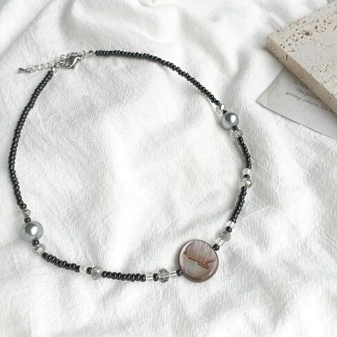 قلادة مطرزة للنساء بحجر غير منتظم وقلادة من اللؤلؤ مصنوعة يدويًا من الأحجار الكريمة بوهو قلادة مجوهرات صيفية للنساء in Kuwait