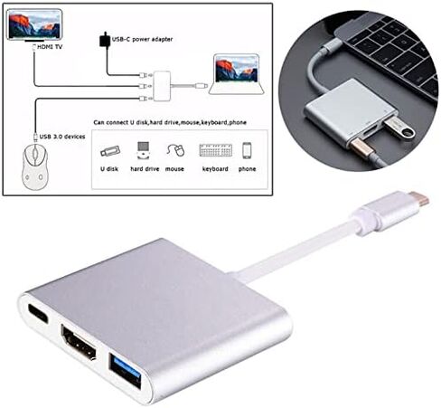 محول SETPOT USB C إلى HDMI متعدد المنافذ USB 3.0 Hub HDMI 4K منفذ محول فيديو PD منفذ شحن سريع، متوافق مع MacBook Pro وAir وDell Xps وSurface in Saudi Arabia