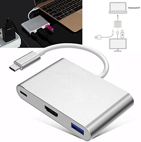 محول SETPOT USB C إلى HDMI متعدد المنافذ USB 3.0 Hub HDMI 4K منفذ محول فيديو PD منفذ شحن سريع، متوافق مع MacBook Pro وAir وDell Xps وSurface in Saudi Arabia