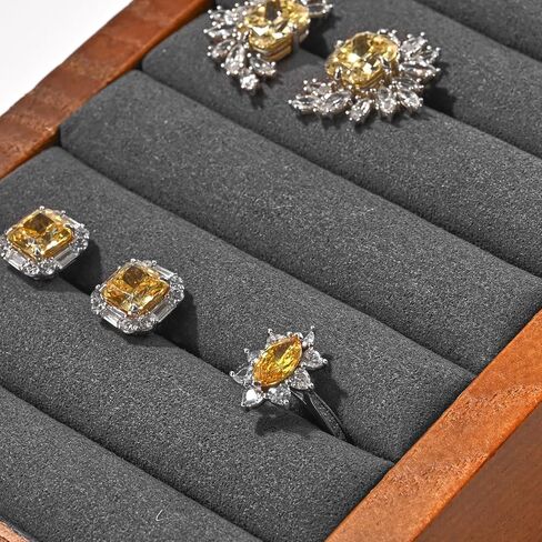 Solid Wood Jewelry Ring Tray Display Stand Slotted Jewelry Ring Showcase Display Jewelry Organizer Ring Holder for Trade Showcase(Grey) in Saudi Arabia