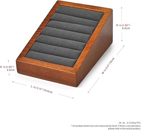 صينية عرض مجوهرات من الخشب الصلب، حامل عرض خاتم مجوهرات مشقوق، عرض منظم المجوهرات، حامل حلقي لعرض التجارة (رمادي) in Kuwait