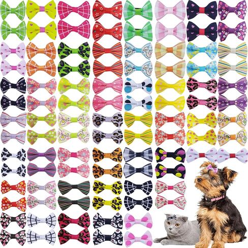 100PCS(50pairs) Cute Puppy Dog Hair Bows for Small Dogs with Clips Handmade，Small Size Girl Hair Accessories Puppy Grooming in Saudi Arabia