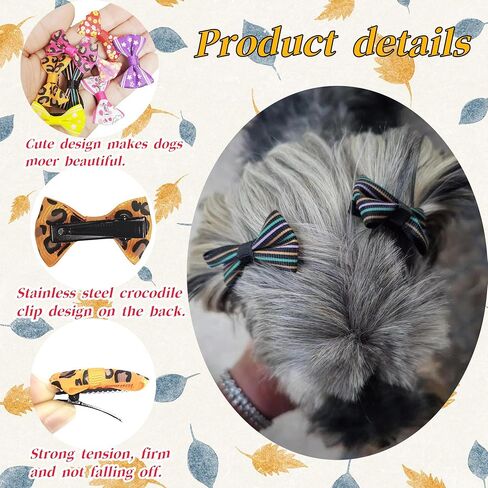 100PCS(50pairs) Cute Puppy Dog Hair Bows for Small Dogs with Clips Handmade，Small Size Girl Hair Accessories Puppy Grooming in Saudi Arabia