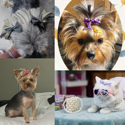 100PCS(50pairs) Cute Puppy Dog Hair Bows for Small Dogs with Clips Handmade，Small Size Girl Hair Accessories Puppy Grooming in Saudi Arabia