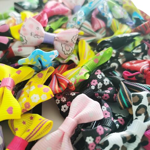 100PCS(50pairs) Cute Puppy Dog Hair Bows for Small Dogs with Clips Handmade，Small Size Girl Hair Accessories Puppy Grooming in Saudi Arabia