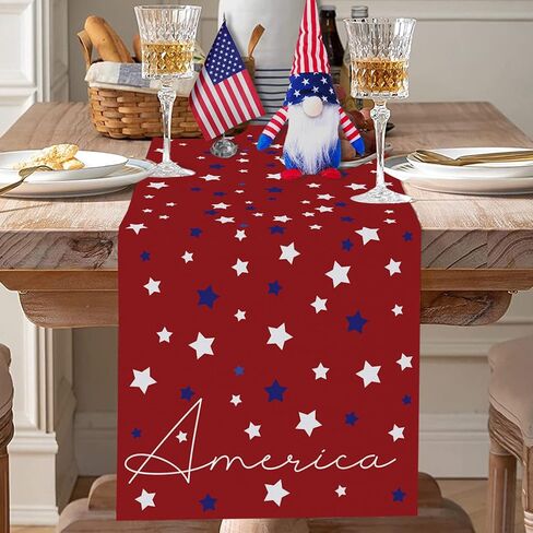 Red Stars Table Runner 4th of July Independence Day Table Runner for Memorial Day Holiday Dining Table Decor for Veterans Day Party Decoration 13x72 Inch in Saudi Arabia