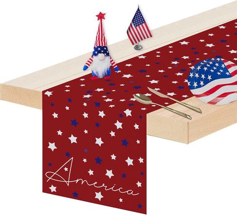 Red Stars Table Runner 4th of July Independence Day Table Runner for Memorial Day Holiday Dining Table Decor for Veterans Day Party Decoration 13x72 Inch in Saudi Arabia