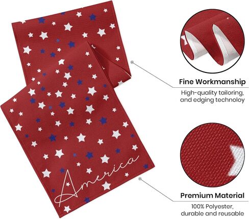 Red Stars Table Runner 4th of July Independence Day Table Runner for Memorial Day Holiday Dining Table Decor for Veterans Day Party Decoration 13x72 Inch in Saudi Arabia