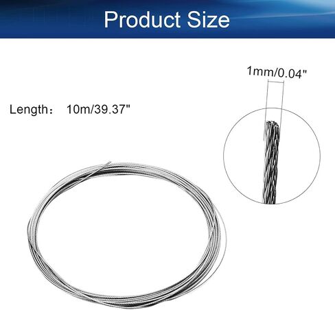 Heyiarbeit 3/64 Wire Rope 304 Stainless Steel Wire Cable, 16.4ft Length Aircraft Cable Perfect for Outdoor, Yard, Garden or Crafts in Saudi Arabia