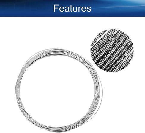 Heyiarbeit 3/64 Wire Rope 304 Stainless Steel Wire Cable, 16.4ft Length Aircraft Cable Perfect for Outdoor, Yard, Garden or Crafts in Saudi Arabia
