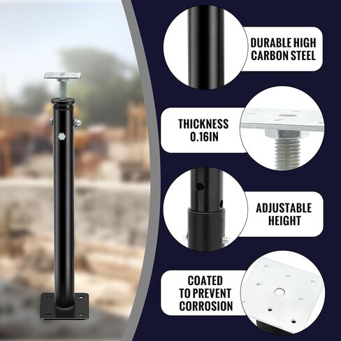 Adjustable Jack Post Steel Floor Jack Floor Support Jack Pole Jack for Porch Roof Deck Heavy Load Areas, 23.23"-43.31" Adjustable Height, Black in Saudi Arabia