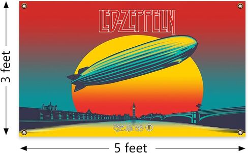 Generic Guitar Rock Band L-ed Music Celebration Day Album Z-eppelin Cover 3×5 Feet Wall Tapestry Is Suitable For Indoor and Outdoor Home Decoration Such As Dormitories Living Rooms Etc, red in Saudi Arabia