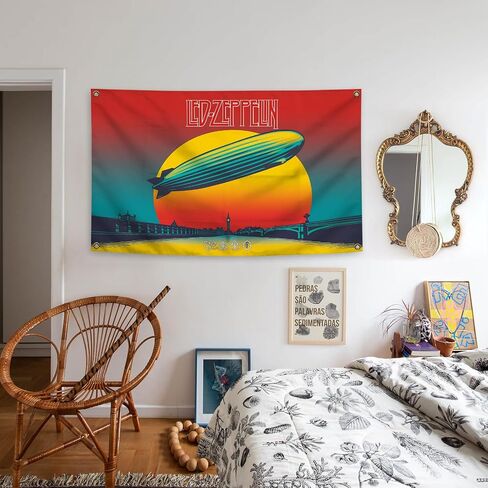 Generic Guitar Rock Band L-ed Music Celebration Day Album Z-eppelin Cover 3×5 Feet Wall Tapestry Is Suitable For Indoor and Outdoor Home Decoration Such As Dormitories Living Rooms Etc, red in Saudi Arabia