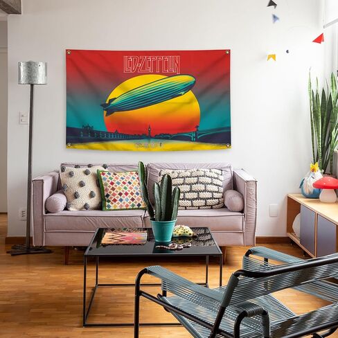 Generic Guitar Rock Band L-ed Music Celebration Day Album Z-eppelin Cover 3×5 Feet Wall Tapestry Is Suitable For Indoor and Outdoor Home Decoration Such As Dormitories Living Rooms Etc, red in Saudi Arabia