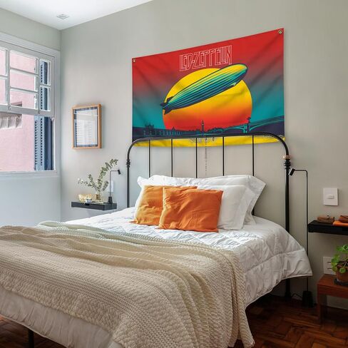 Generic Guitar Rock Band L-ed Music Celebration Day Album Z-eppelin Cover 3×5 Feet Wall Tapestry Is Suitable For Indoor and Outdoor Home Decoration Such As Dormitories Living Rooms Etc, red in Saudi Arabia