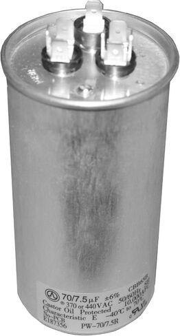 70+7.5 MFD uf 370 أو 440 Volt VAC Round Motor مكثف تشغيل مزدوج لمكثف مكيف الهواء AC - 70/7.5 فائق التوهج MFD 440V مضخة تبريد أو حرارة مستقيمة - مضمونة لتدوم 5 سنوات in Saudi Arabia