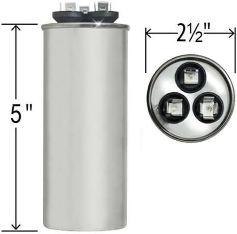70+7.5 MFD uf 370 أو 440 Volt VAC Round Motor مكثف تشغيل مزدوج لمكثف مكيف الهواء AC - 70/7.5 فائق التوهج MFD 440V مضخة تبريد أو حرارة مستقيمة - مضمونة لتدوم 5 سنوات in Saudi Arabia