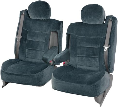 BDK TS-303-CC_AMAUG Velour Fabric Front Seat Cover for Trucks SUV Integrated Armrest TS (Charcoal), 1 Pack in Saudi Arabia