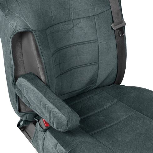 BDK TS-303-CC_AMAUG Velour Fabric Front Seat Cover for Trucks SUV Integrated Armrest TS (Charcoal), 1 Pack in Saudi Arabia